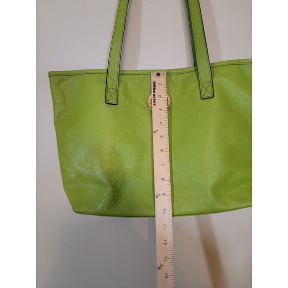 Michael Kors Jet Set Tote Bag Apple Green Leather Snap Closure Shopping Work - Picture 4 of 16